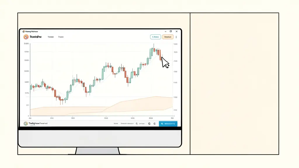 A close-up shot of a computer screen showing the TradingView Trading Panel at the bottom, a mouse cursor hovering over a broker logo, and a clean futures candlestick chart in the background.